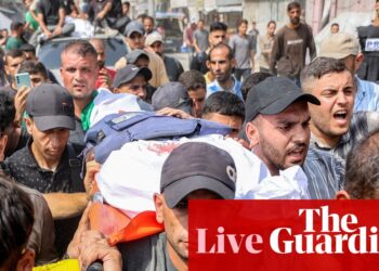 Mourners gather amid outrage over Israeli troops’ killing of journalists in Gaza – live updates | World news