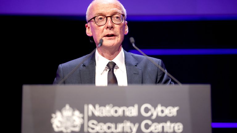 Pat McFadden delivers a keynote speech to the CyberUK conference.
Pic: PA