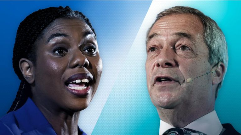Conservative leader Kemi Badenoch and Reform UK leader Nigel Farage.