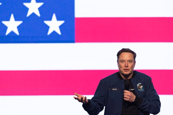 Elon Musk speaks during a town hall Sunday, March 30, 2025, in Green Bay, Wis. (AP Photo/Jeffrey Phelps)