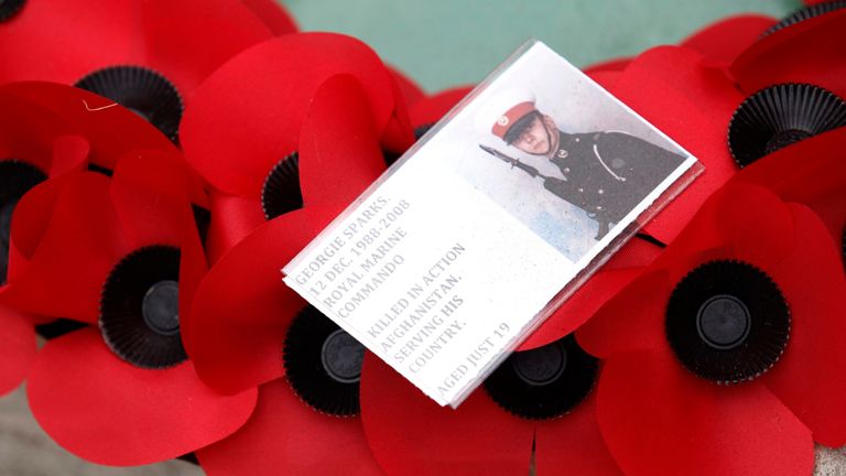 A wreath for a soldier killed serving in Afghanistan next to the Cenotaph in 2010. Pic: Reuters