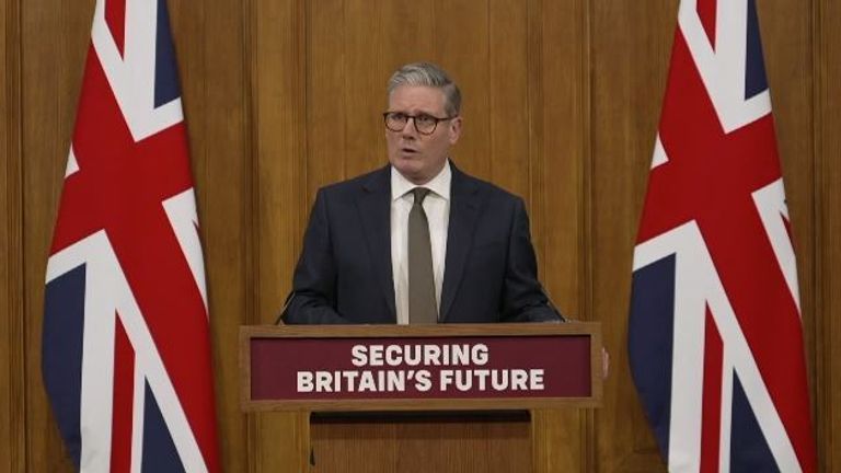 Sir Keir Starmer speaking from Downing Street.