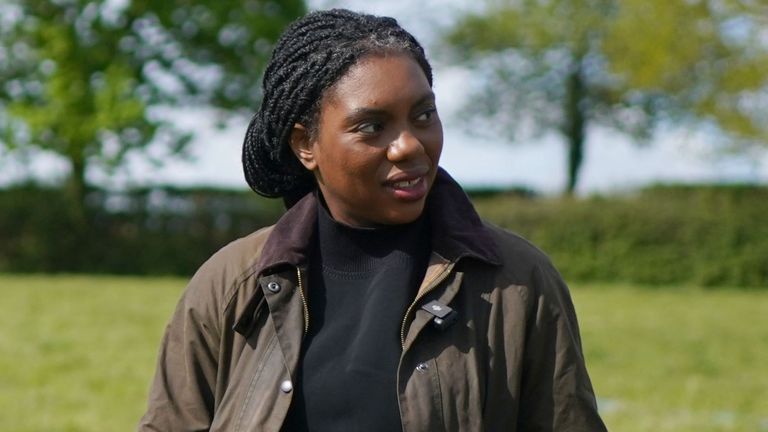 Conservative party leader Kemi Badenoch  during a visit to Romshed Farm, Sevenoaks, Kent, whilst on the local election campaign trail. Picture date: Tuesday April 22, 2025. PA Photo. See PA story POLITICS Tories. Photo credit should read: Gareth Fuller/PA Wire                                                            