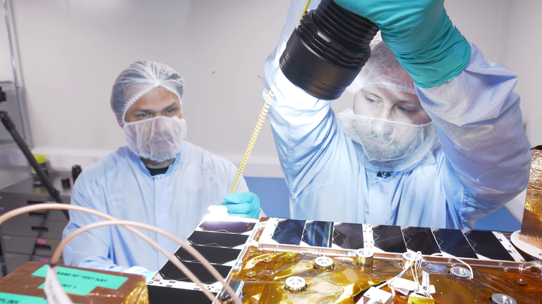 Screengrabs from Moore VT about Cardiff based Space Forge firm and its prototype satellite ForgeStar-1 which aims to make a new generation of super-efficient semiconductor chips
FTV RUSH SPACE FACTORY MOORE CARDIFF 250402
