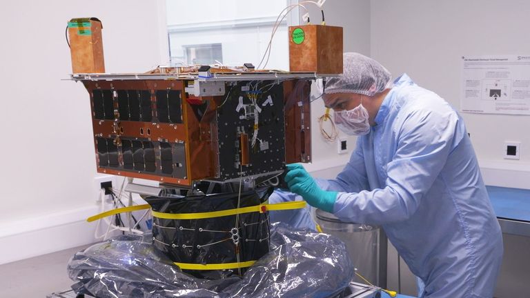 Screengrabs from Moore VT about Cardiff based Space Forge firm and its prototype satellite ForgeStar-1 which aims to make a new generation of super-efficient semiconductor chips
FTV RUSH SPACE FACTORY MOORE CARDIFF 250402
