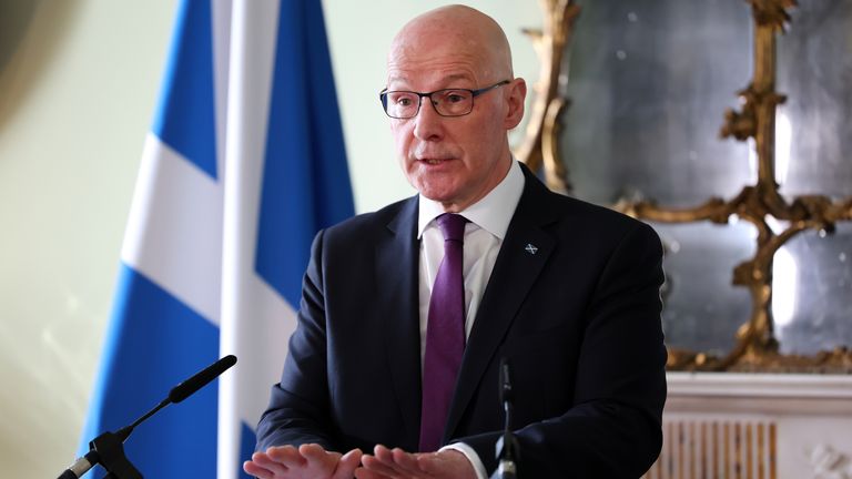 First Minister of Scotland John Swinney during a press conference in Bute House, Edinburgh, where he said he will be publishing his Government's legislative programme earlier than usual to allow for a "full year of delivery" ahead of the 2026 Scottish Parliament elections. Picture date: Monday April 14, 2025.