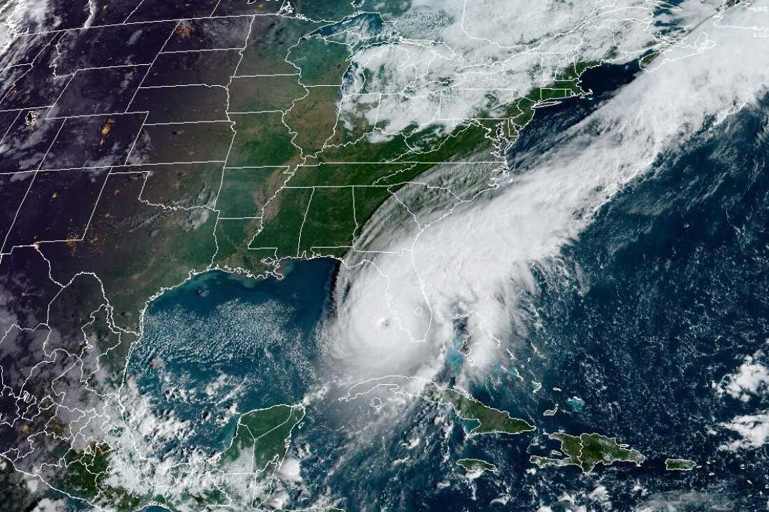 NOAA satellites captured an image of 2022's Hurricane Ian. Data from those satellites and other NOAA efforts feeds into hurricane forecasts, as well as efforts to understand weather, climate, and fisheries changes. A proposed budget for the agency would slash more than 25% of its funding.
