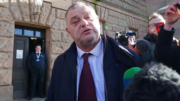 Former Runcorn and Helsby MP Mike Amesbury (centre) leaving Chester Crown Court after he had his 10-week prison sentence for assault suspended for two years following an appeal. Picture date: Thursday February 27, 2025.