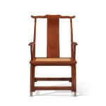An extremely rare huanghuali ‘official’s hat’ armchair dated to the 17th century. Offered by Christie's as part of Asia Week New York