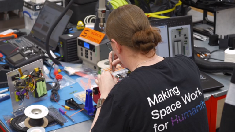 Screengrabs from Moore VT about Cardiff based Space Forge firm and its prototype satellite ForgeStar-1 which aims to make a new generation of super-efficient semiconductor chips
FTV RUSH SPACE FACTORY MOORE CARDIFF 250402
