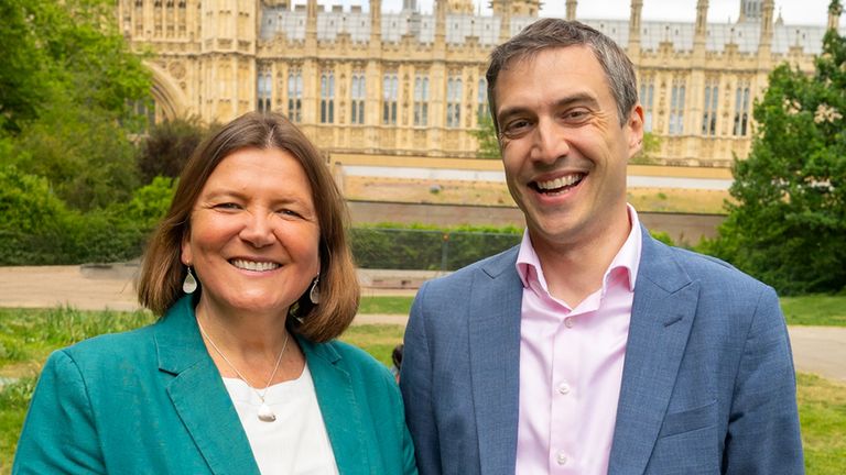  Ellie Chowns and Adrian Ramsay, candidates on a joint-ticket for the Green Party's leadership. Pic: PA