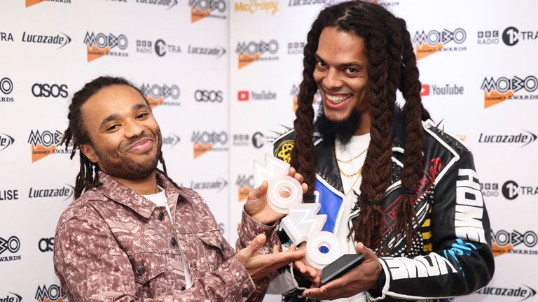 Bob Vylan with their MOBO award in London in November 2022. Pic: Reuters