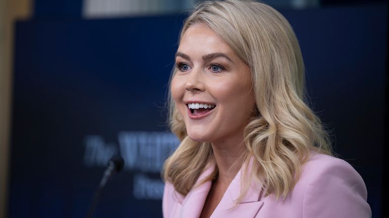 White House Press Secretary Karoline Leavitt speaks during a press briefing at the White House April 28, 2025. (Francis Chung/POLITICO via AP Images)