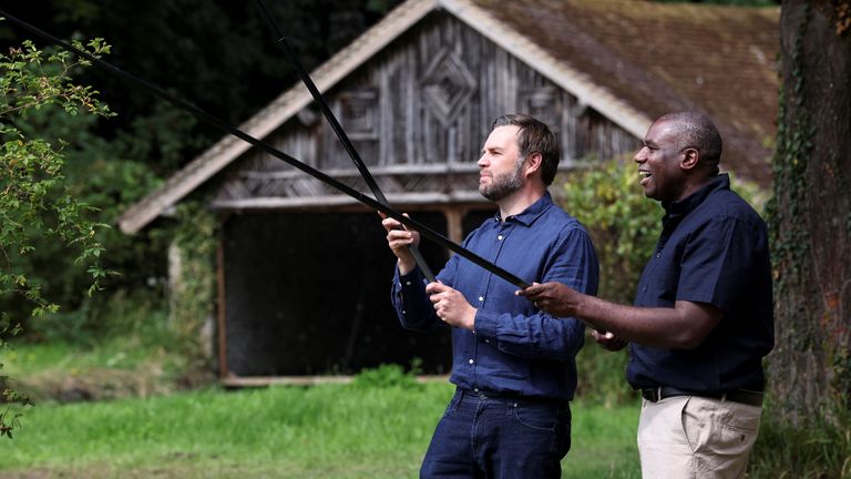 Mr Lammy failed to catch any fish, though Mr Vance was apparently more successful. Pic: Reuters