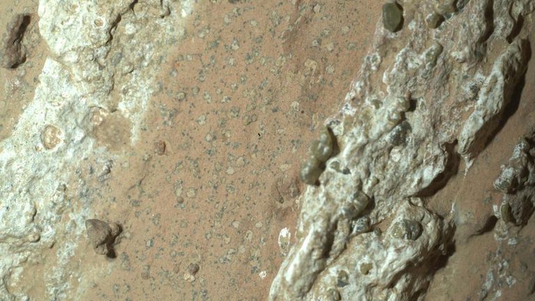 The leopard spot-like marking on the rock. Pic: NASA/JPL-Caltech/MSSS