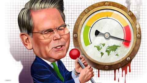 Joe Cummings illustration of Person in the News Scott Bessent.