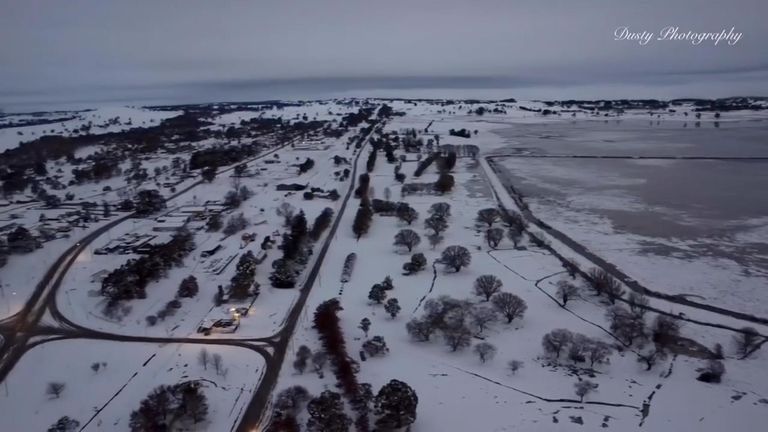 The wintry scene in Guyra, New South Wales