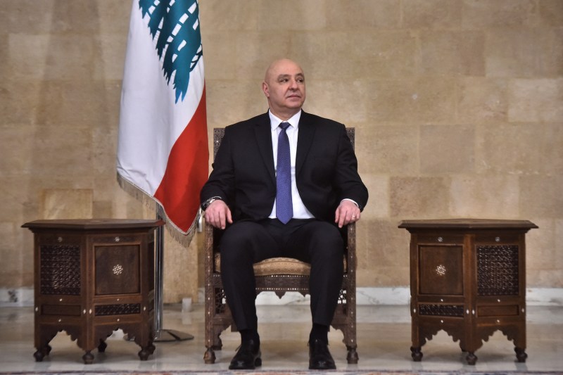 Newly elected Lebanese president Joseph Aoun poses for a photograph at the presidential palace in Baabda, east of Beirut, on Jan. 9, 2025.