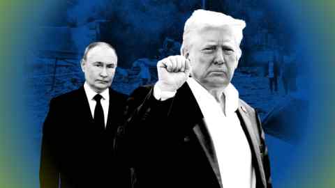 background: Kyiv atfer bombing; Putin and Trump