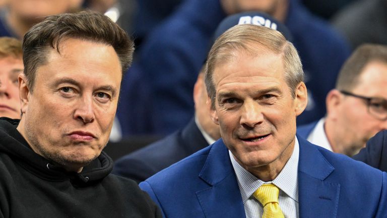 Elon Musk and Ohio Congressman Jim Jordan Pic: AP