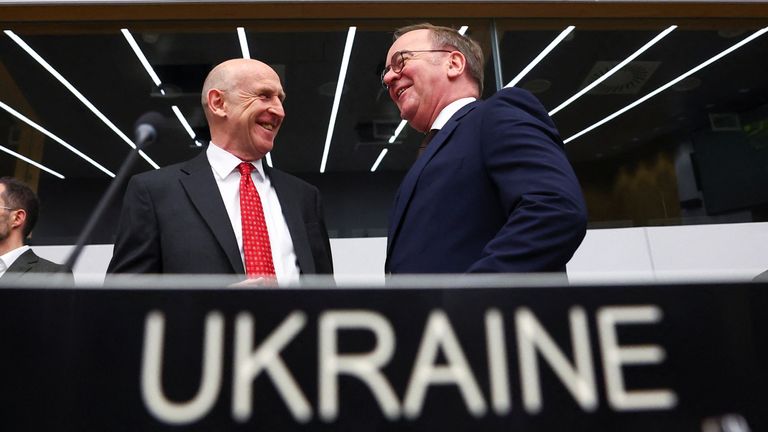 John Healey and Germany's Defence Minister Boris Pistorius take part in the Ukraine Defence Contact Group meeting 