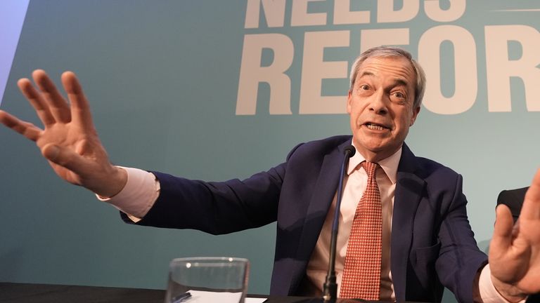 (L-R) Nigel Farage and party chairman Zia Yusuf. Pic: PA
