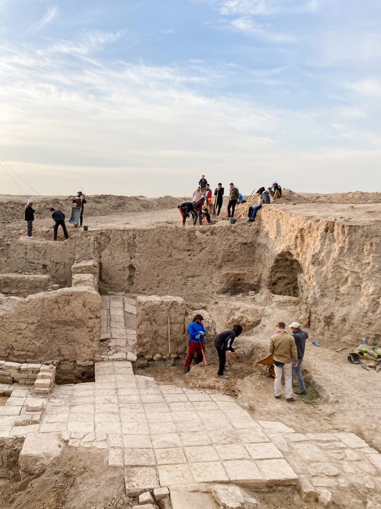 Heidelberg Excavation Team Working at a Tiled Floor Section