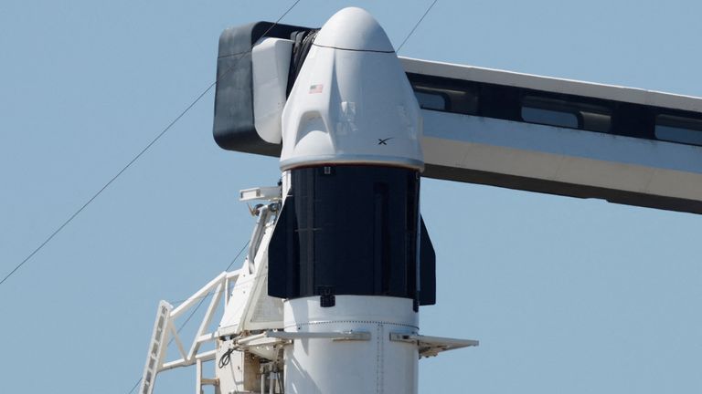 The Dragon capsule is positioned on the tip of a Falcon9 rocket. Pic: Reuters 