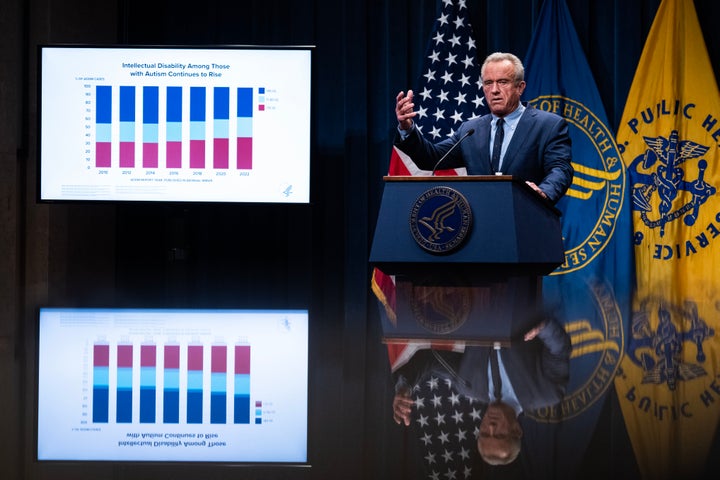 Health and Human Services Secretary Robert F. Kennedy Jr. talks about autism rates at a press conference Wednesday.