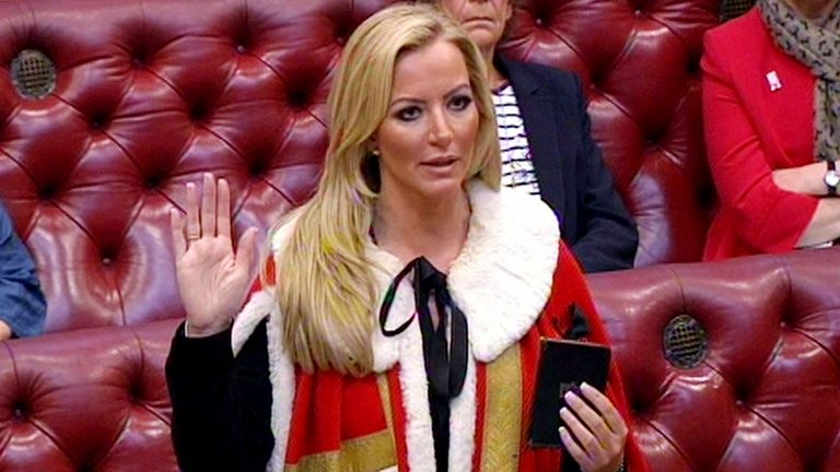 Michelle Mone is admitted to the House of Lords after being made a Tory peer. Pic: PA